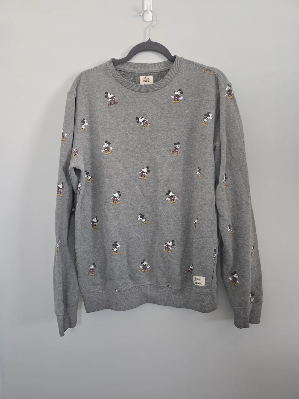 Disney x Vans Gray Mickey Mouse Allover Print Crewneck Sweatshirt M